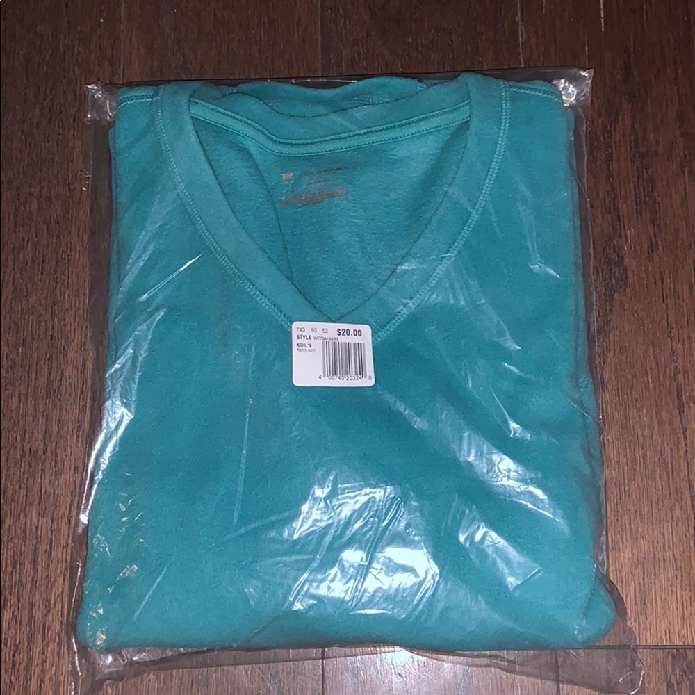Teal Fleece V-neck Sweater